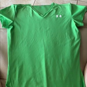 UNDER ARMOUR HeatGear Green Short Sleeve V-Neck